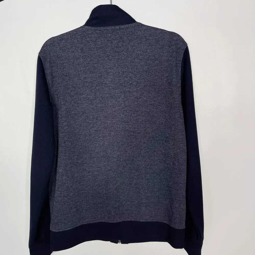 Banana Republic Mens Small S Navy Blue Heathered Full Zip Sweatshirt Pockets